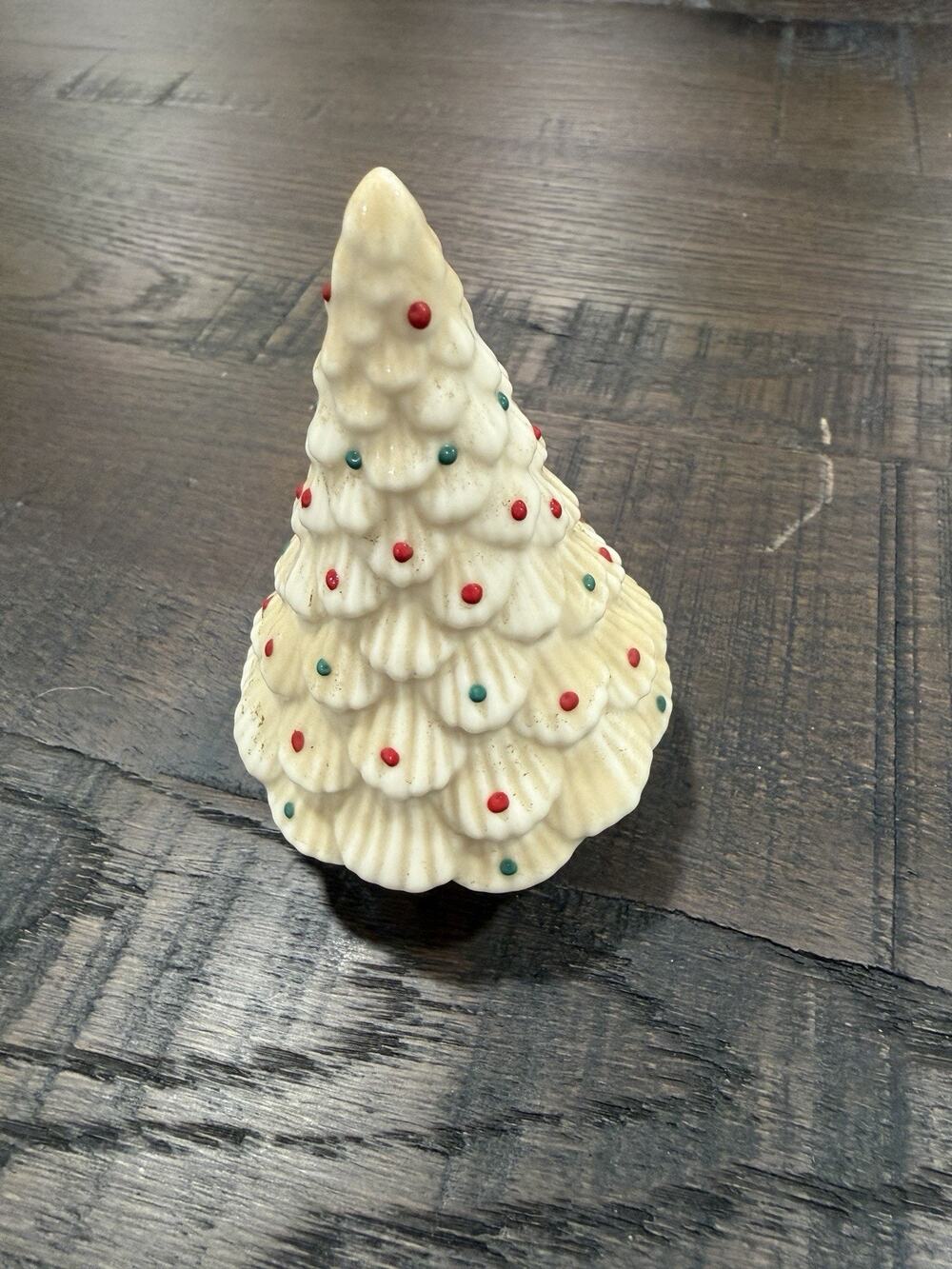 Vintage Lenox Christmas Tree Figurine 4” Ivory China Made in USA Holiday Decor